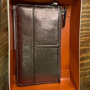 Coach wristlet gunmetal metallic